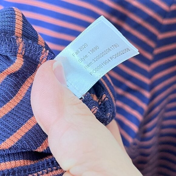 Marine Layer Women's Lexi Rib Crew Tee Top Blue and Orange Stripe- Size XL - Picture 4 of 5